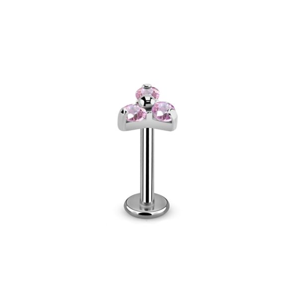 Labret avec 3 strass rose